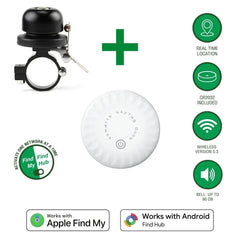 4smarts SkyTag GPS Tracker inkl. Ringklokke til Cykel - Apple Find My & Android Find Hub - Hvid / Sort
