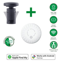 4smarts SkyTag GPS Tracker inkl. Monteringssæt til Cykel - Apple Find My & Android Find Hub - Hvid / Sort