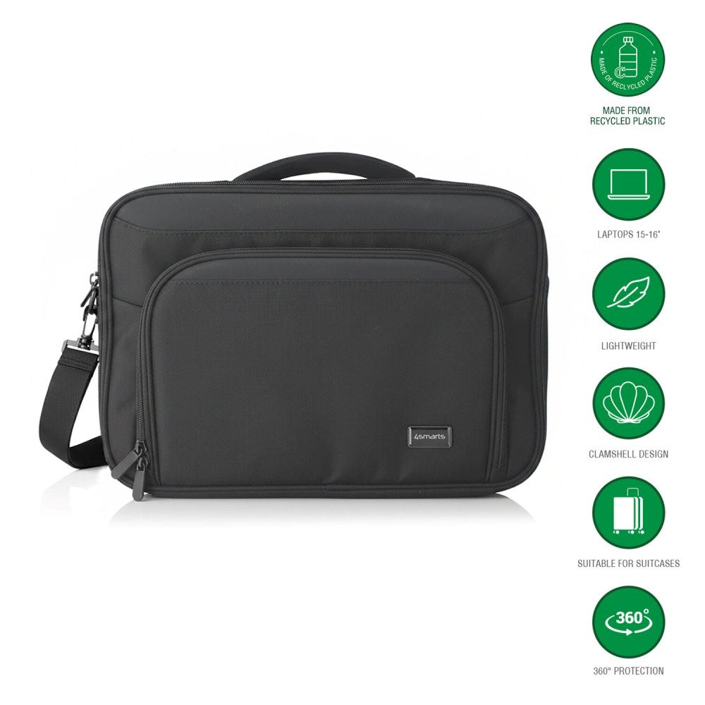 4smarts Eco Clamshell Computertaske - 15-16" - Sort