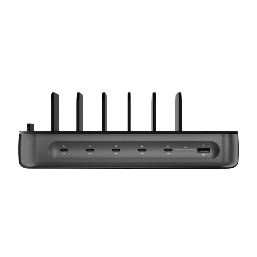 4smarts Ladestation m. 9 Opladningsmuligheder - 5x USB-C Kabel & 1x 4-i-1 Multikabel - 100W - Sort