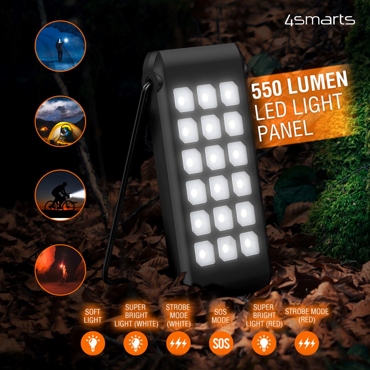 4smarts TitanPack Flex Solar 18W Powerbank 10.000mAh USB-C & USB-A m. Lommelygte - Sort