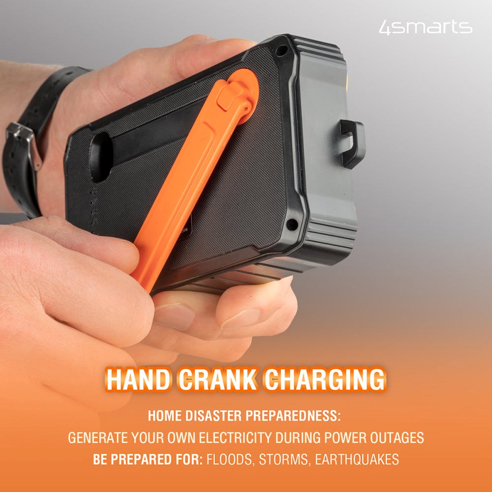 4smarts Prepper Solar Powerbank 12.000mAh - 2 x USB-A - Sort / Orange