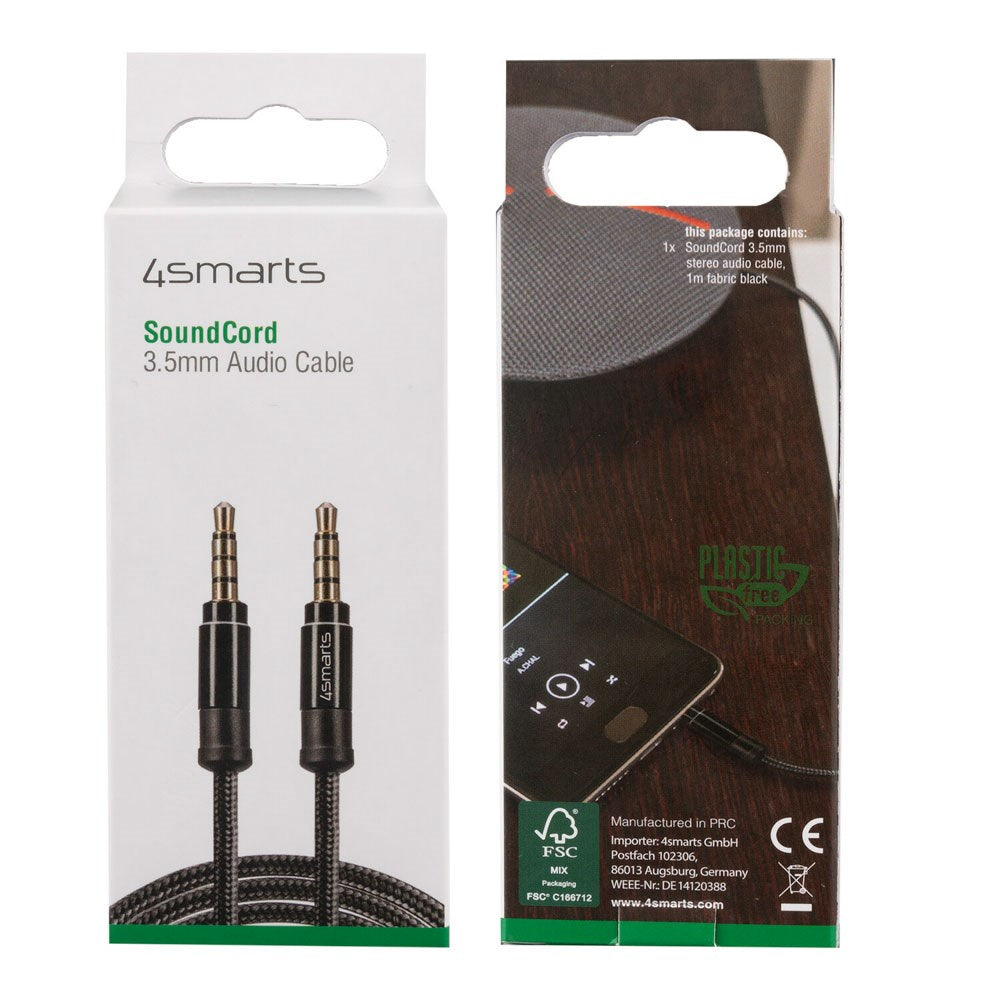 4smarts SoundCord 3.5mm Minijack Kabel - 1m - Sort
