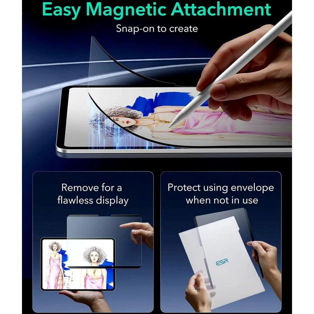 ESR iPad Pro 13" (2024) Magnetisk Paper Feel Skærmbeskyttelse - Mat / Gennemsigtig