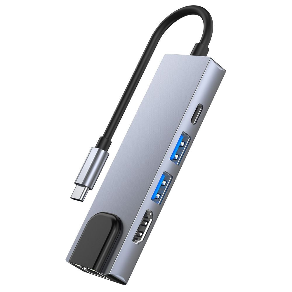 Tech-Protect 5in1 USB-C Multiport Hub - HDMI / USB-C / Ethernet / 2 x USB-A - Grå