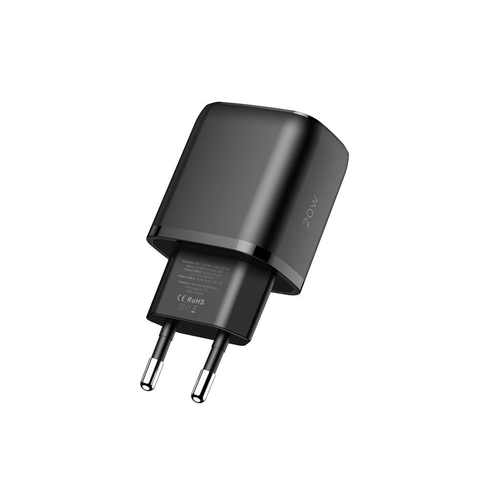 Tech-Protect PD 20W Vægoplader m. 1 x USB-C & 1 x USB-A - Sort