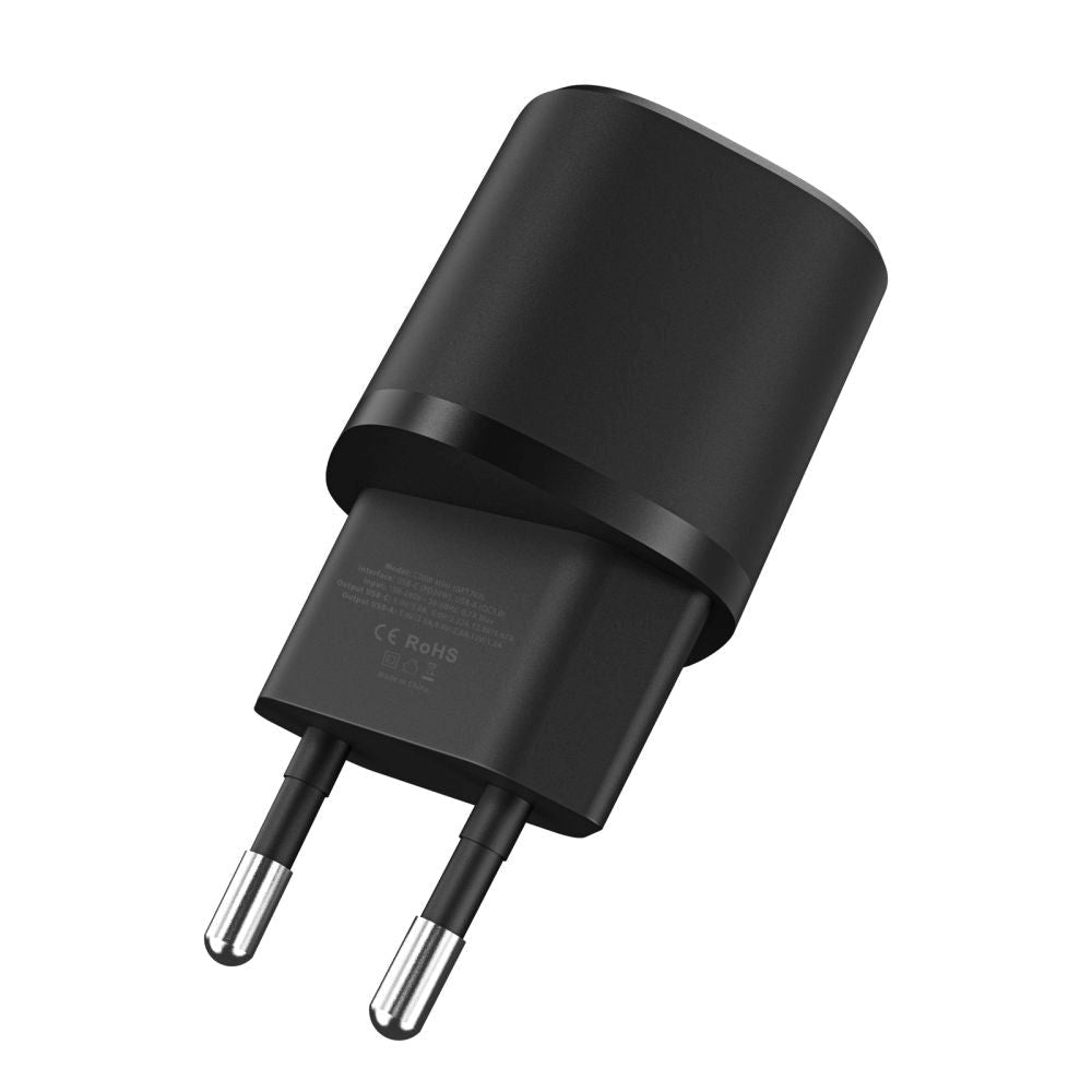 Tech-Protect 20W Vægoplader m. 1 x USB-C PD & 1 x USB-A QC - Sort