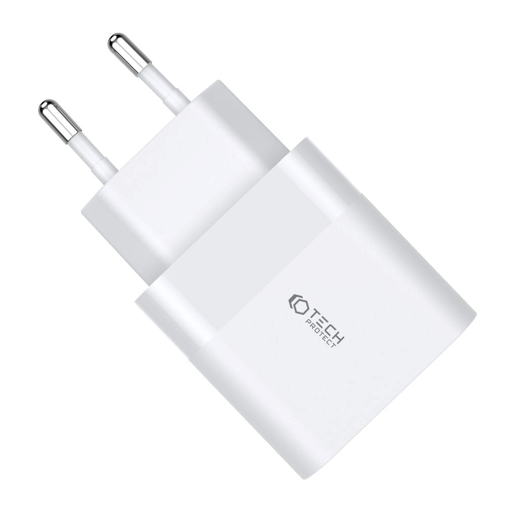 Tech-Protect PD 30W Vægoplader m. 1 x USB-C & 1 x USB-A - Hvid