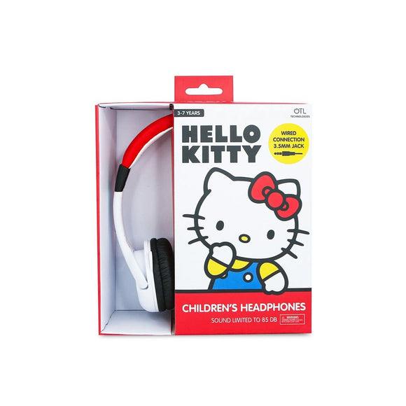 Hello Kitty OTL On-Ear Høretelefoner til Børn m. 3D Ører - Max. 85dB - Hvid / Rød