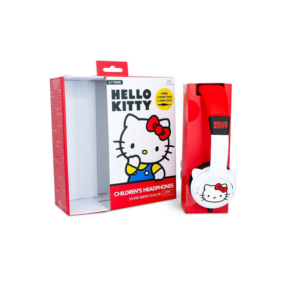 Hello Kitty OTL On-Ear Høretelefoner til Børn m. 3D Ører - Max. 85dB - Hvid / Rød