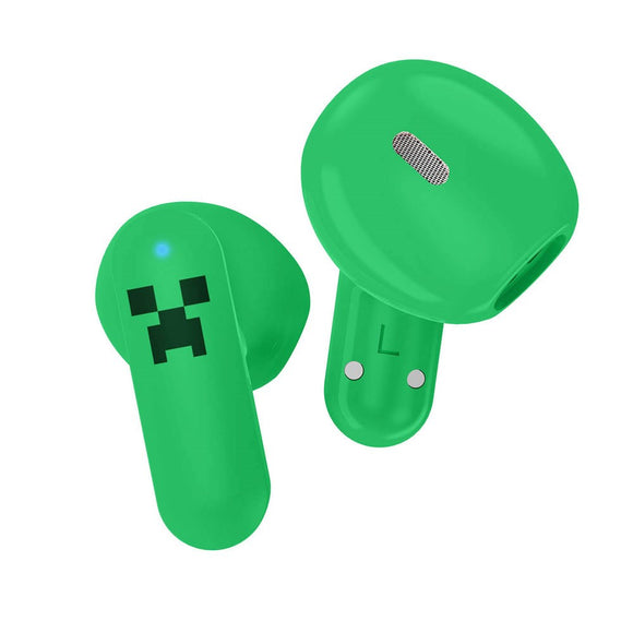 Minecraft OTL True Wireless In-Ear Headset m. Skub-Op Opladningsetui - Grøn