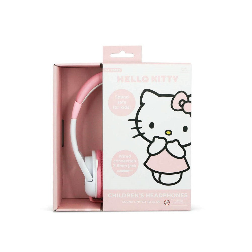 Hello Kitty OTL On-Ear Høretelefoner til Børn m. 3D Ører - Max. 85dB - Hvid / Lyserød