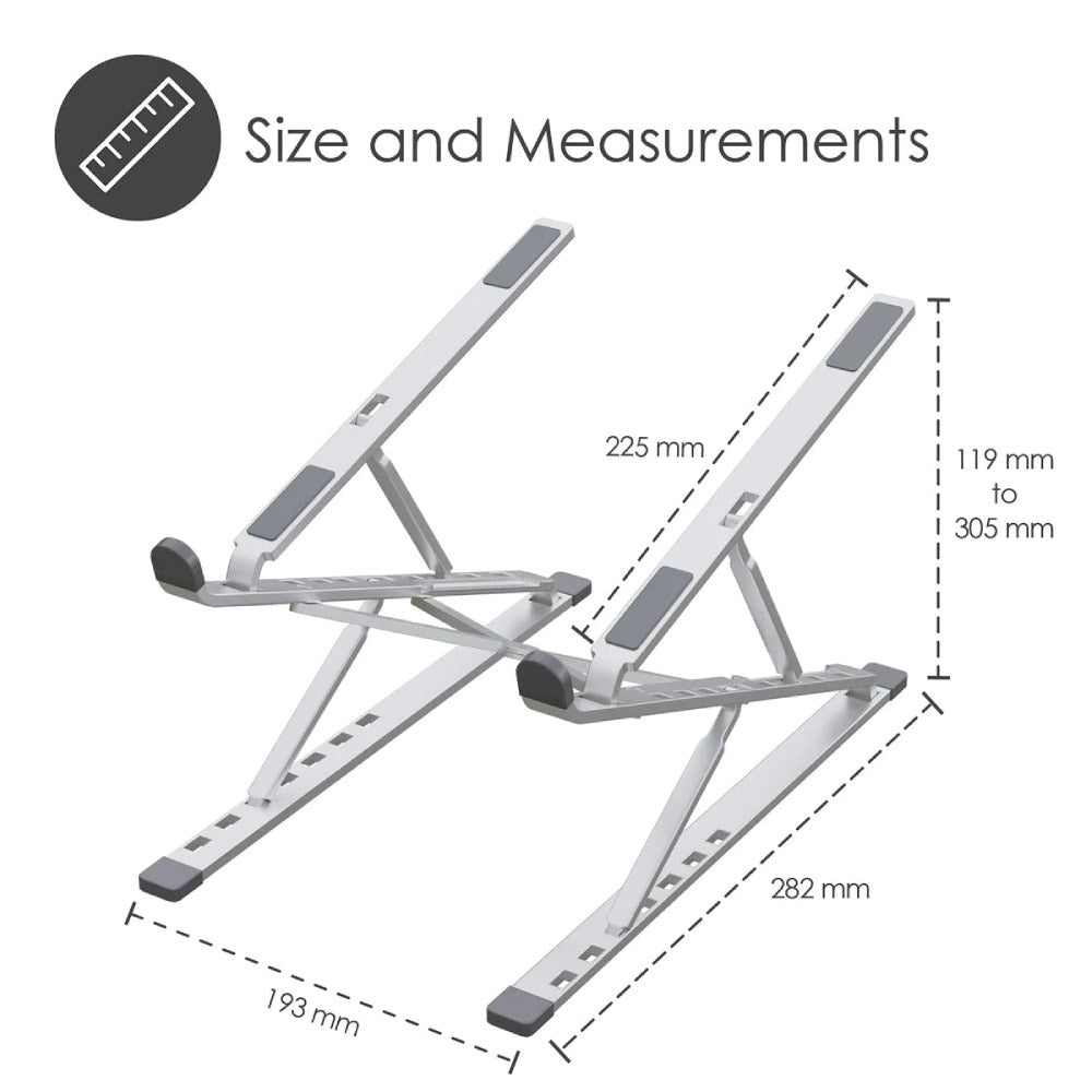 Desire2 Bærbar Laptop Stander - Mål: 10-15,6" - Sølv