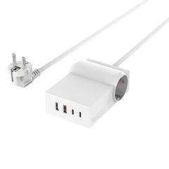 4smarts 6-i-1 GaN 65W Stømskinne m. 2x AC / 2x USB-C / 2x USB-A - Hvid