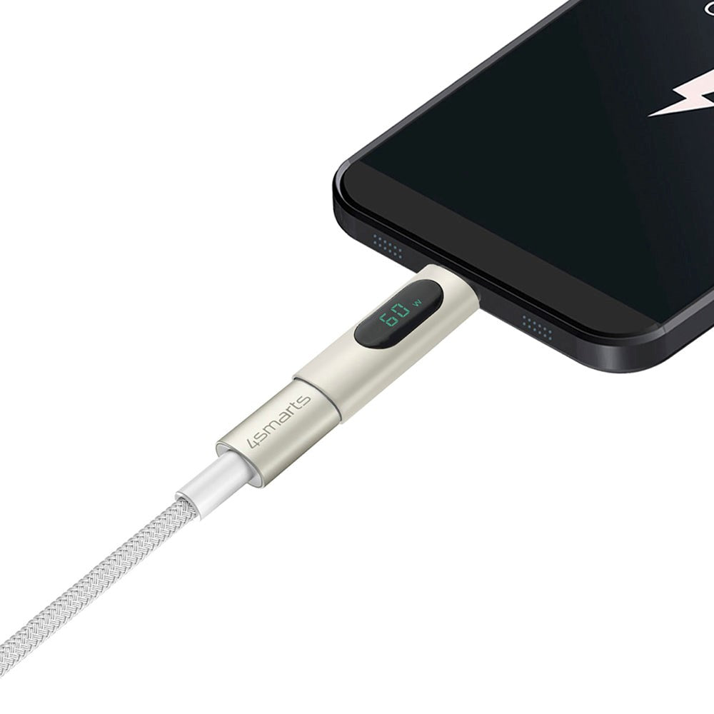 4smarts USB-C til USB-C PremiumCord 60W - 3x USB-C til USB-C Kabel m. USB-C Adapter & Forlænger - Hvid