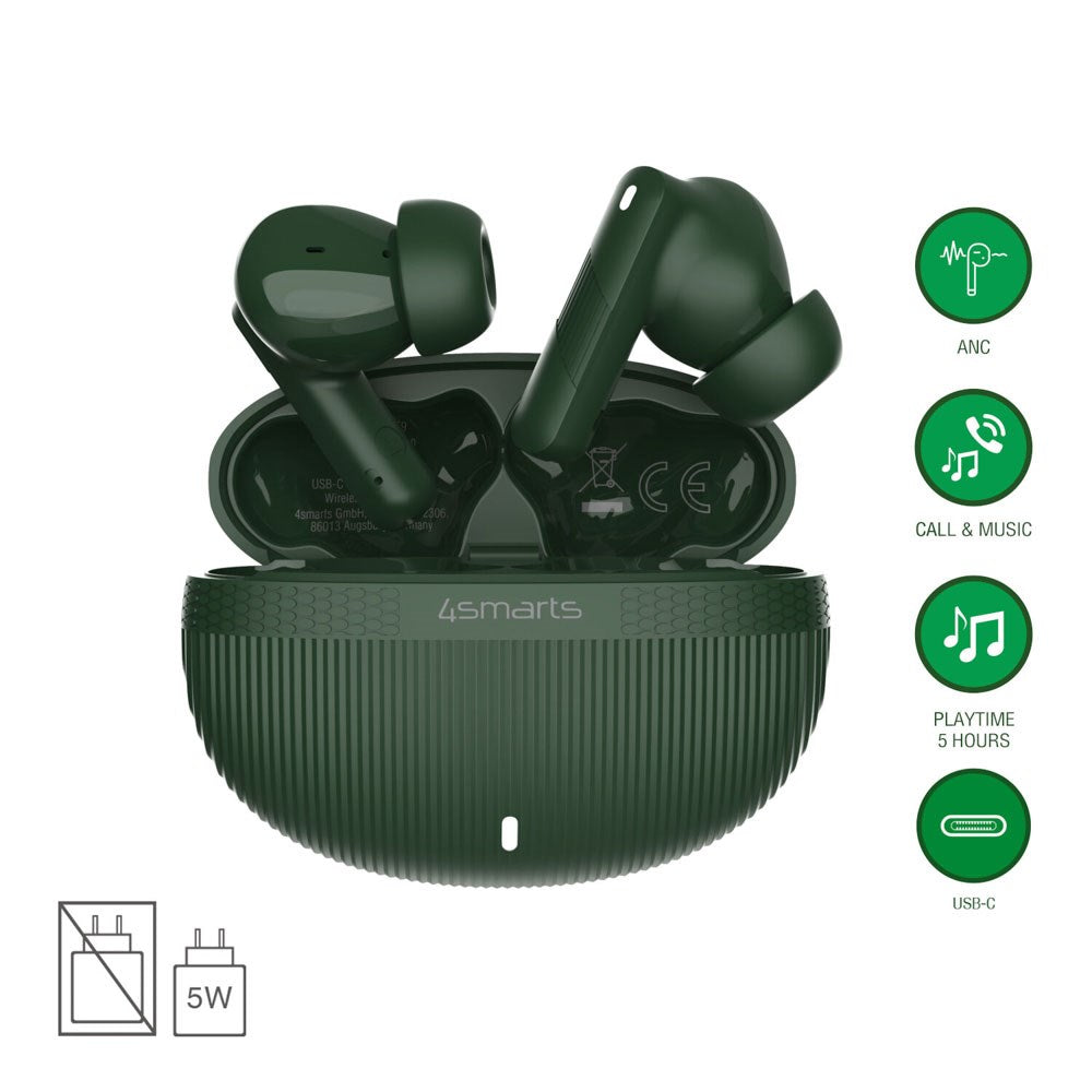 4smarts True Wireless SkyBuds Pro Høretelefoner m. Aktiv Støjreduktion - In-Ear - Grøn