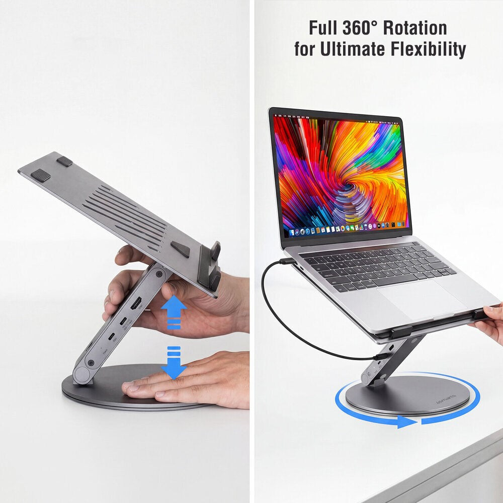 4smarts ErgoPro 360 Graders Laptop / Tablet Stativ m. 6-i-1 USB-C Dock - Grå