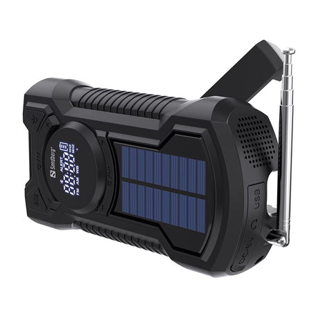 Sandberg Survivor Radio - Nødradio m. 5.000mAh Solcelle PowerBank & Lommelygte - Sort