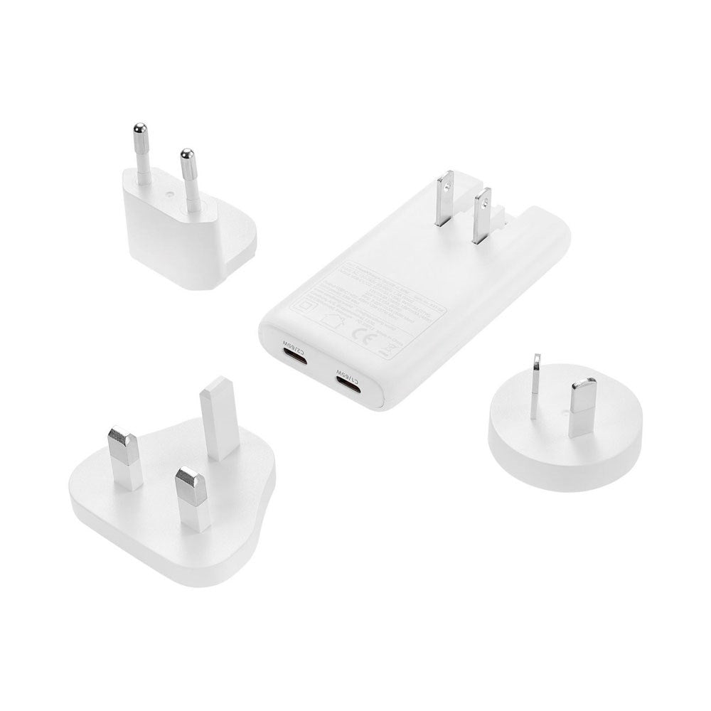 Sandberg 4-i-1 65W Rejseoplader m. 2x USB-C - EU / UK / AUS - Hvid