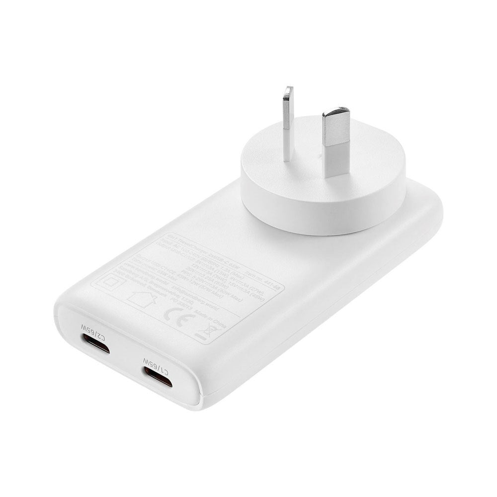 Sandberg 4-i-1 65W Rejseoplader m. 2x USB-C - EU / UK / AUS - Hvid