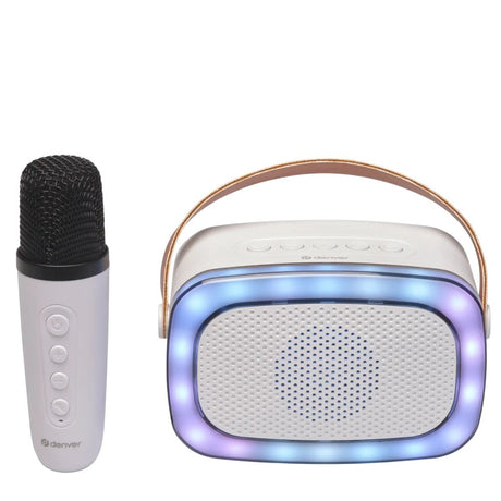Denver BTM-610 Karaoke Sæt m. Bluetooth Højttaler & Mikrofon - Hvid