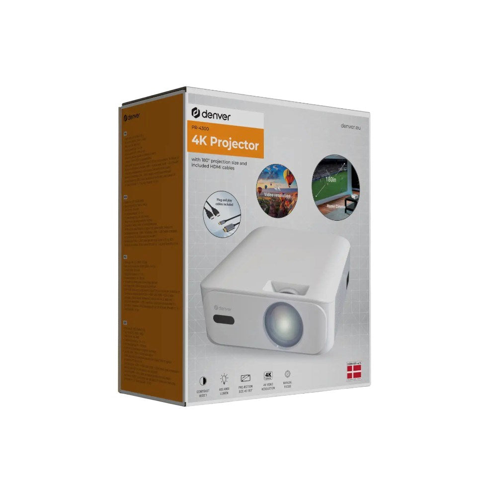 Denver PR-4300 4K Projektor m. Bluetooth - Hvid
