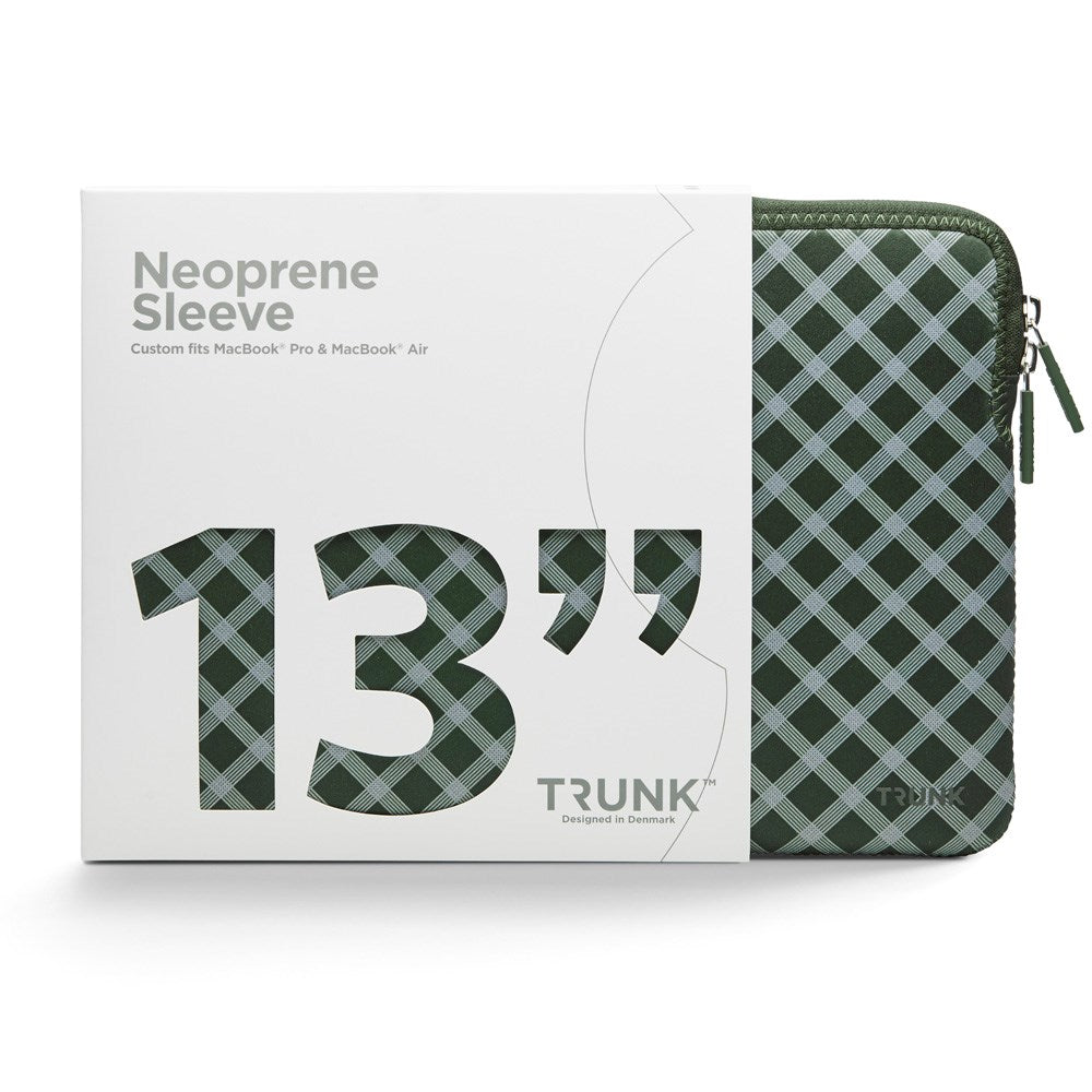 Trunk Neoprene Sleeve til MacBook 13" (30.5 x 21.5 x 1.5 cm) - Olive Green Tartan