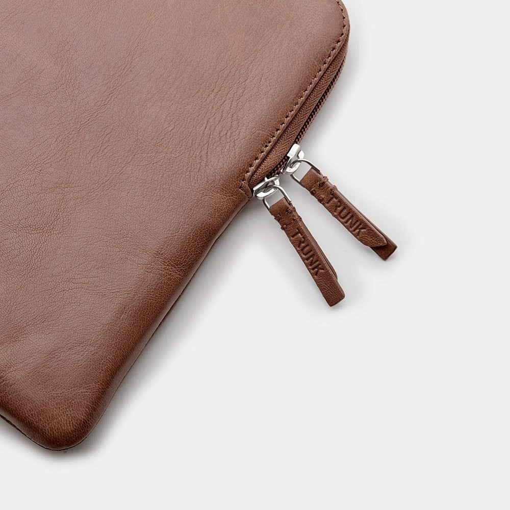 Trunk Ægte Læder Sleeve til Macbook 14" (33 x 23,5 x 2 cm) - Brown