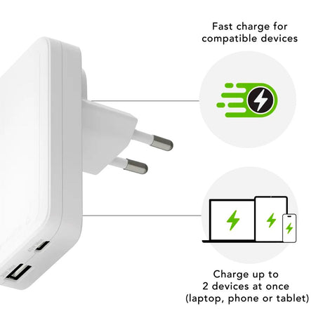 dbramante1928 Slim Vægoplader m. 1x USB-C 45W & 1x USB-A 30W - Hvid