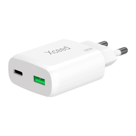 Xceed 20W GaN Vægoplader m. 1 x USB-C 1 x USB-A - Hvid