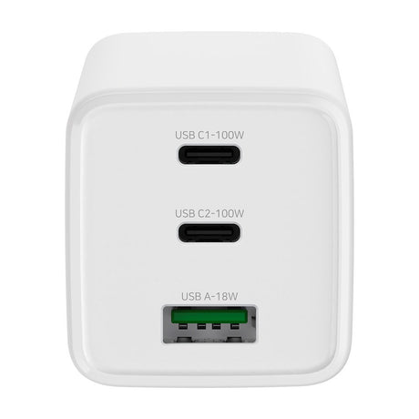Xceed 100W GaN Vægoplader m. 2 x USB-C 1 x USB-A - Hvid