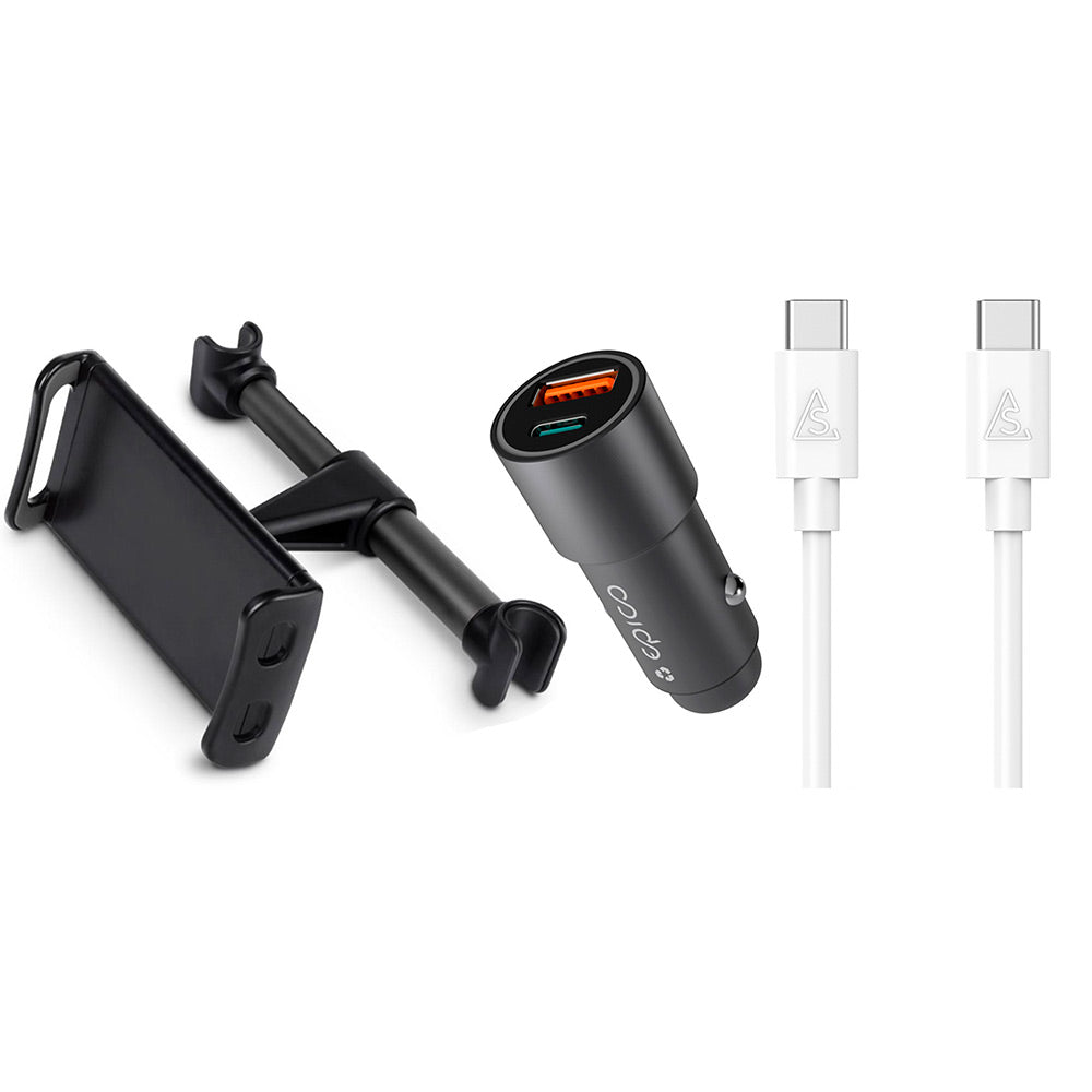 Kør-selv-ferie pakke 4 - inkl. Tabletholder / USB-C - USB-C Kabel / Biloplader