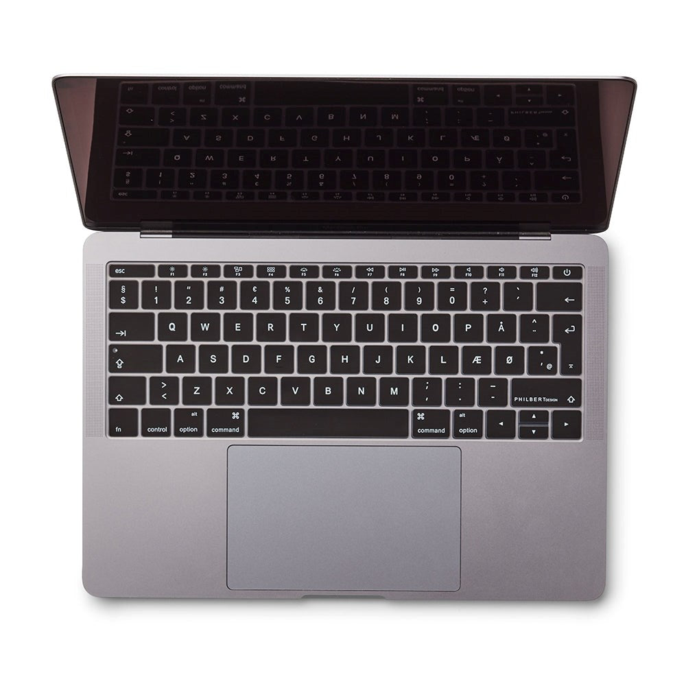 Philbert MacBook Pro 13" (2017) / 12" (2015 - 2019) Keyboard Cover m. Dansk Tastatur - Sort