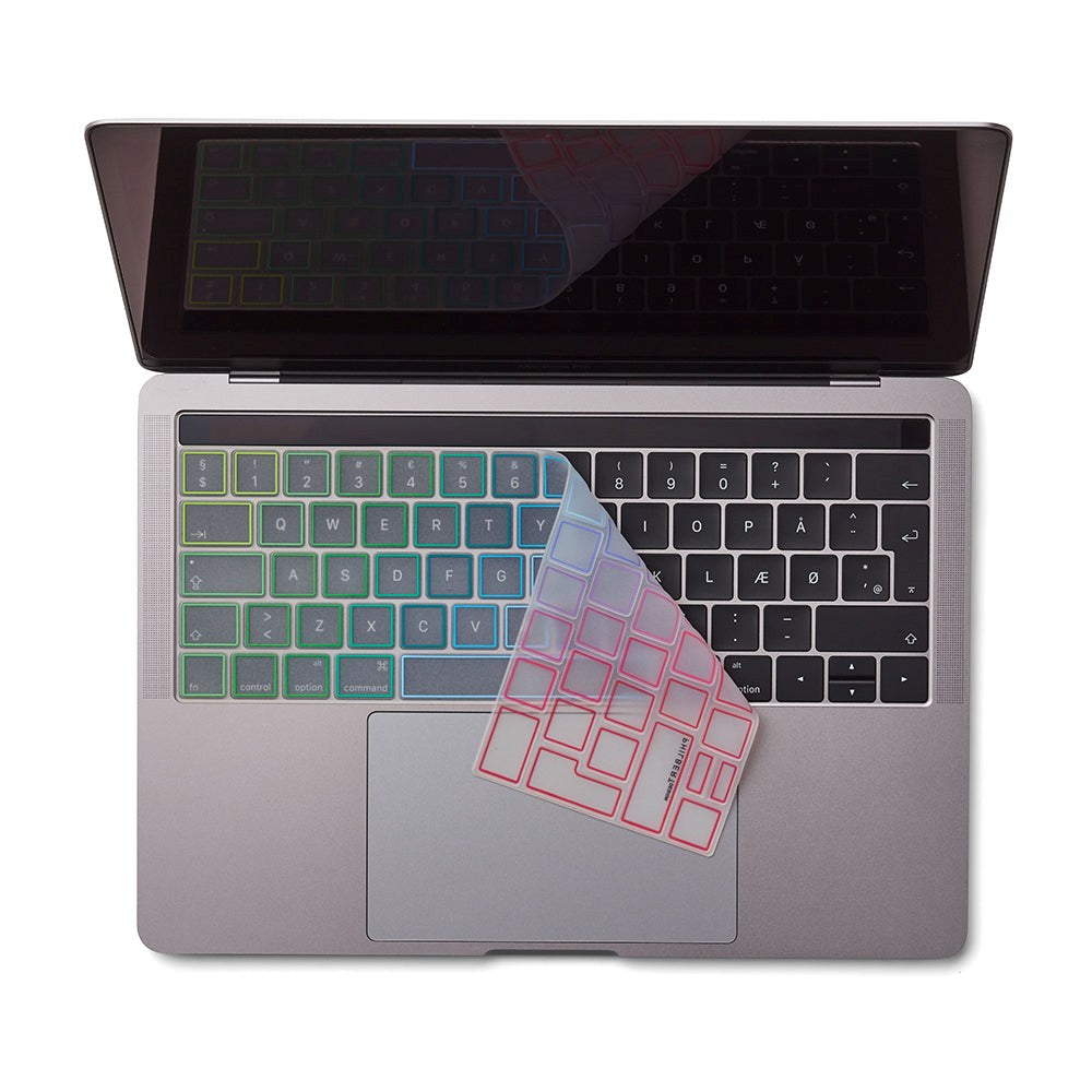 Philbert MacBook Pro 13" TB / 15" TB Keyboard Cover m. Europæisk Tastatur - Gennemsigtig / Regnbue