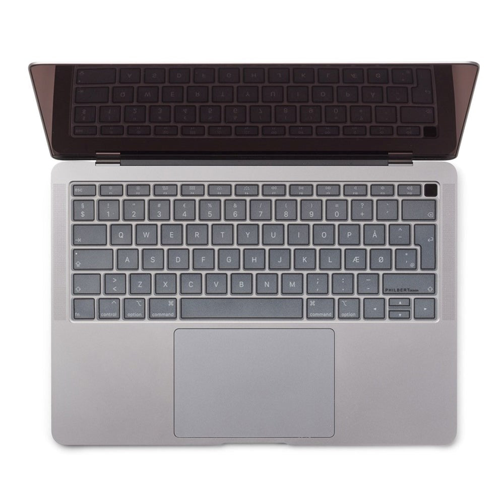 Philbert MacBook Air 13" (2018-2019) Keyboard Cover m. Europæisk Tastatur - Gennemsigtig / Sort