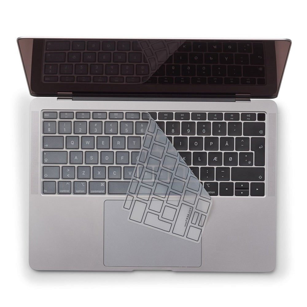 Philbert MacBook Air 13" (2018-2019) Keyboard Cover m. Europæisk Tastatur - Gennemsigtig / Sort