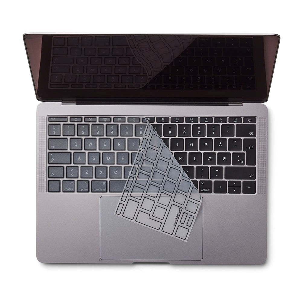 Philbert MacBook Pro 13" (2017) / 12" (2015 - 2019) Keyboard Cover m. Europæisk Tastatur - Transparent / Sort