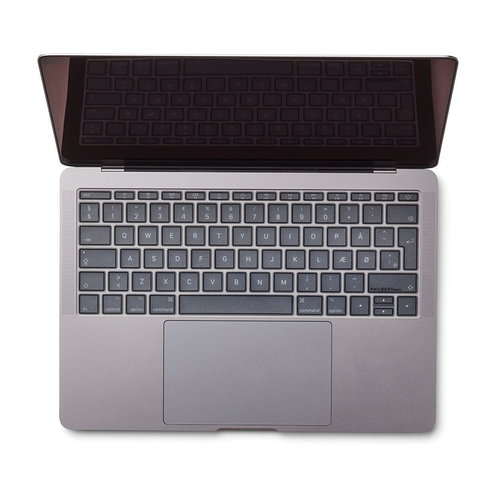 Philbert MacBook Pro 13" (2017) / 12" (2015 - 2019) Keyboard Cover m. Europæisk Tastatur - Transparent / Sort