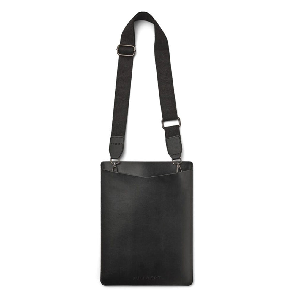Philbert UltraSlim 13" Vegansk Læder Sleeve m. Strop Til MacBook / Laptop (31,0 x 22,5 x 2 cm) - Sort