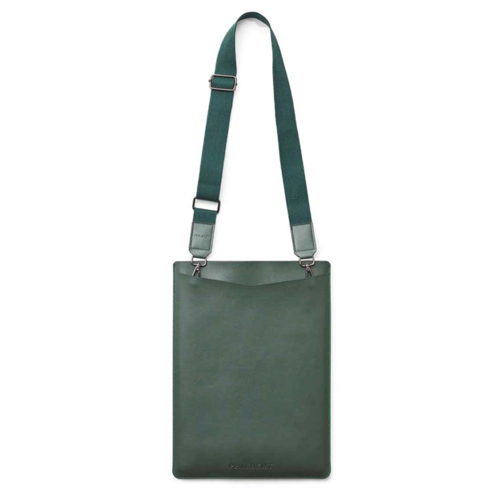 Philbert UltraSlim 15" Vegansk Læder Sleeve m. Strop Til MacBook / Laptop (35,5 x 25 x 2 cm) - Grøn