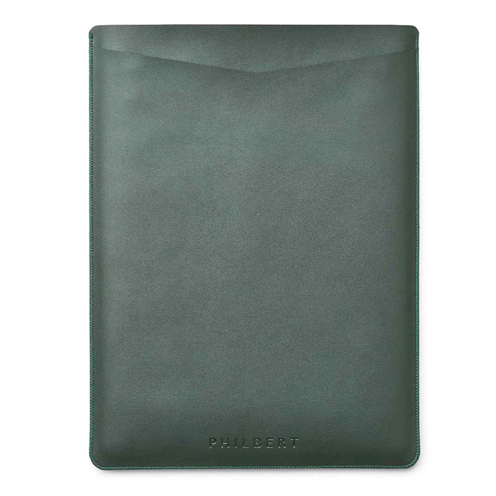 Philbert UltraSlim 15" Vegansk Læder Sleeve m. Strop Til MacBook / Laptop (35,5 x 25 x 2 cm) - Grøn
