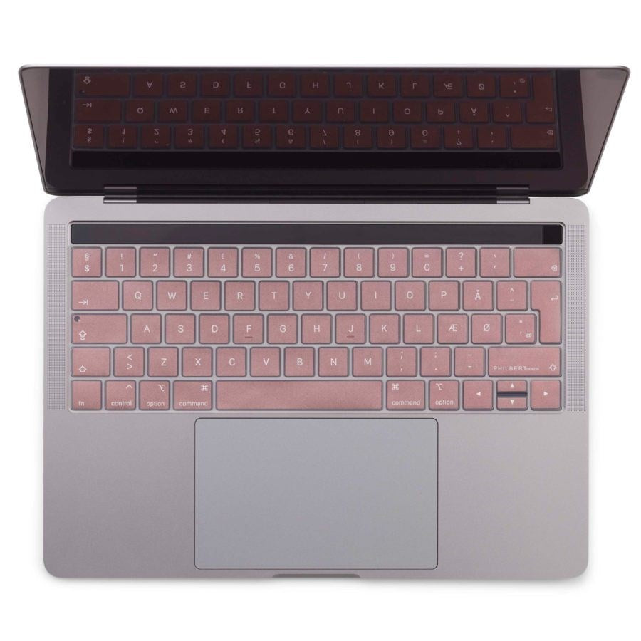 Philbert MacBook Pro 13" TB / 15" TB Keyboard Cover m. Dansk Tastatur - Lyserød
