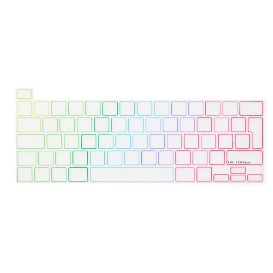 Philbert MacBook Pro 13" TB (2022 / 2020) / 16" TB (2019) Keyboard Cover m. Europæisk Tastatur - Transparent / Regnbue