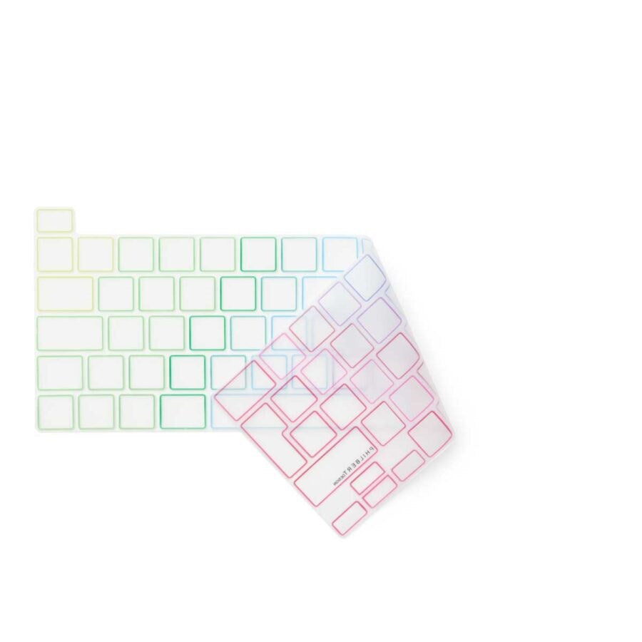 Philbert MacBook Pro 13" TB (2022 / 2020) / 16" TB (2019) Keyboard Cover m. Europæisk Tastatur - Transparent / Regnbue