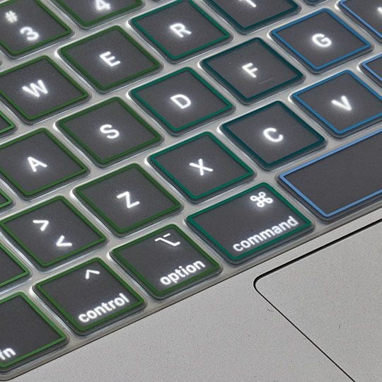 Philbert MacBook Pro 13" TB (2022 / 2020) / 16" TB (2019) Keyboard Cover m. Europæisk Tastatur - Transparent / Regnbue