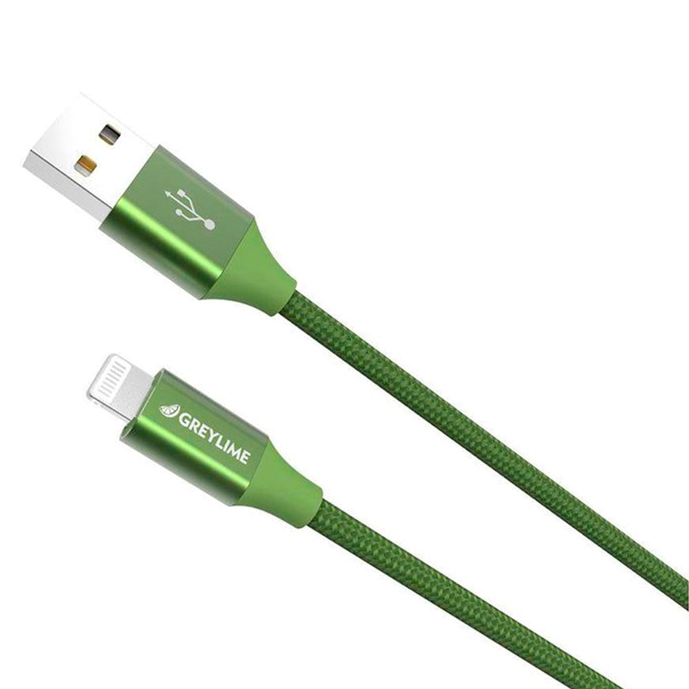 GreyLime Braided USB-A til Lightning Kabel 2 m. - Grøn