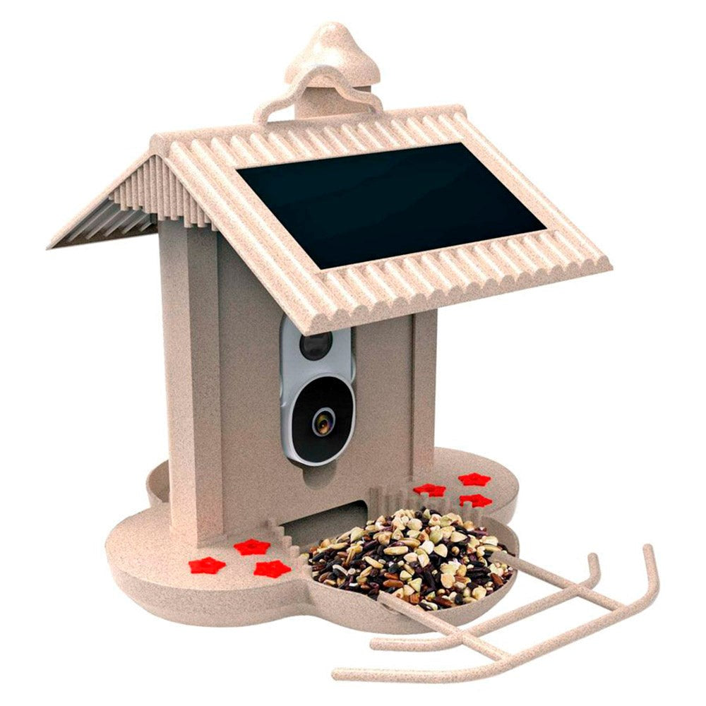 HiBirds Smart WiFi Fuglefoderhus m. Kamera - Lys Brun (DEMO)