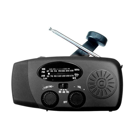 Lippa Nødradio m. 2.000mAh Solcelle PowerBank & Lommelygte - Sort