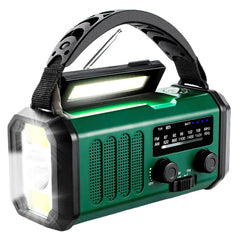 Lippa FM Nødradio - Håndsving, Solcellepanel, Kompas, 10.000 mAh Powerbank - Grøn