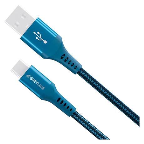 GreyLime 15W Braided USB-A til USB-C Kabel 50 cm. - Blå